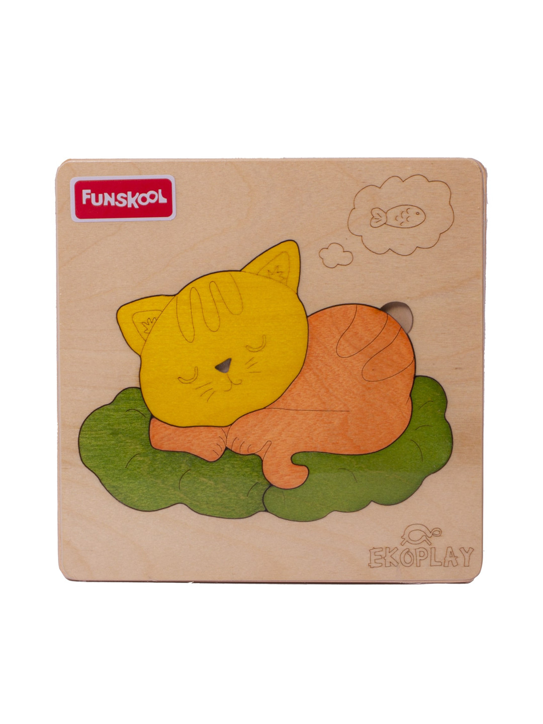 Funskool Unisex Kids Ekoplay Cat On A Mat Wooden Puzzle For Ages 3+