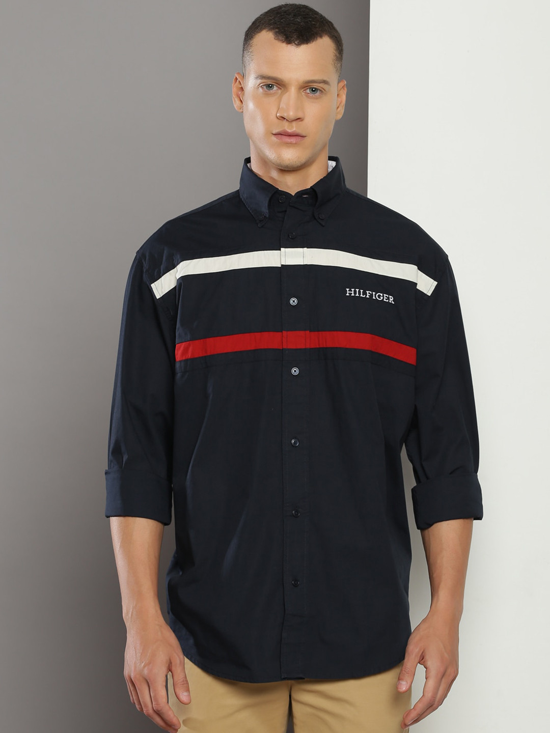 Tommy Hilfiger Boxy Horizontal Striped Casual Shirt