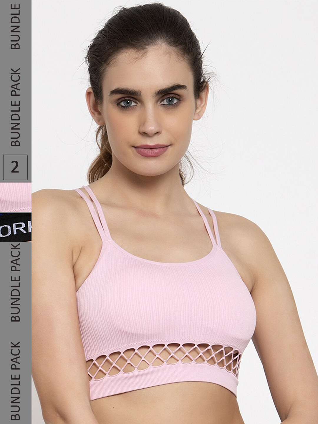 MAKCLAN Pack Of 2 Non-Wired Removable padding Full Coverage Work Out Bra All Day Comfort