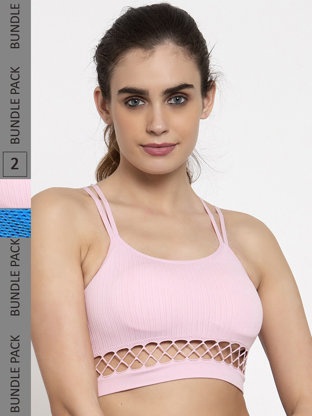 MAKCLAN Pack Of 2 Non-Wired Removable padding Full Coverage Work Out Bra All Day Comfort