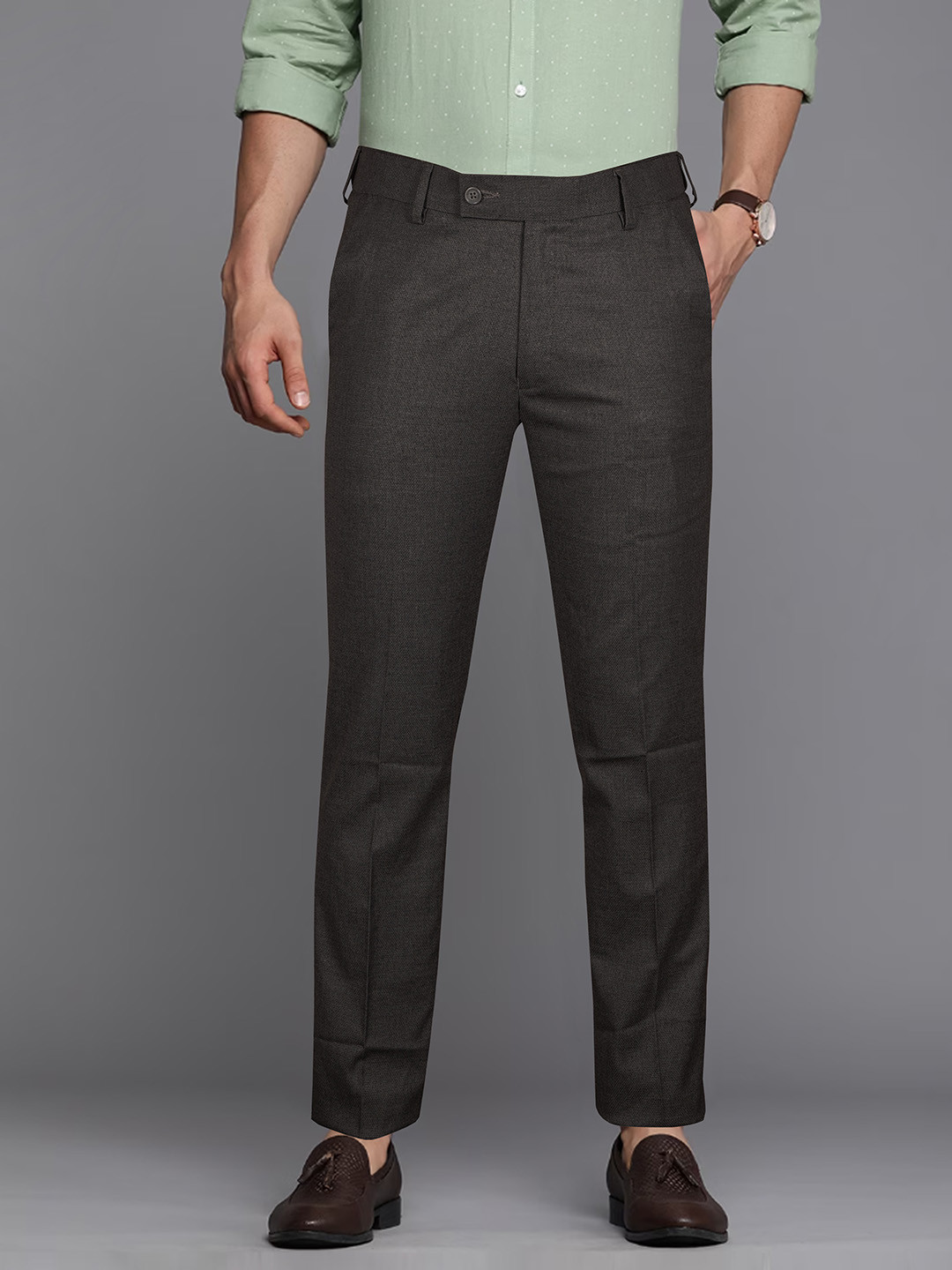 Jb Just BLACK Men Grey Urban Slim Fit Cotton Trousers