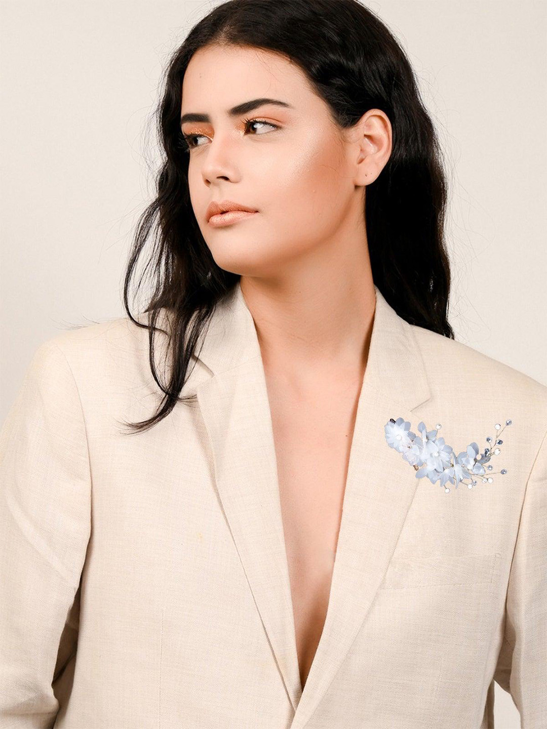 ODETTE Embellished Floral Sheer Brooch