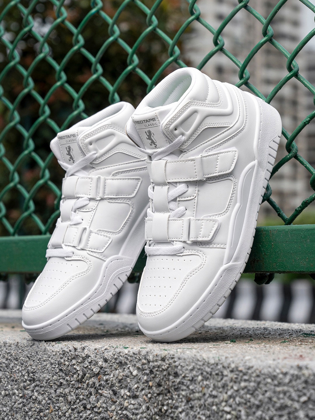 Red tape mid top sneakers sale