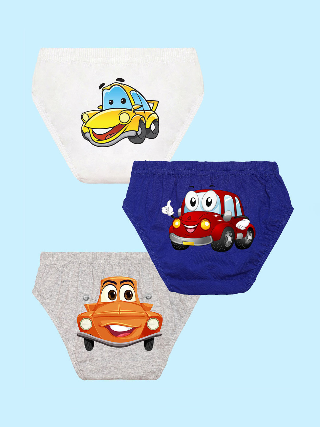 NUSYL Boys Pack of 3 Printed Pure Cotton Basic Briefs NUBCBRFPO3.0082