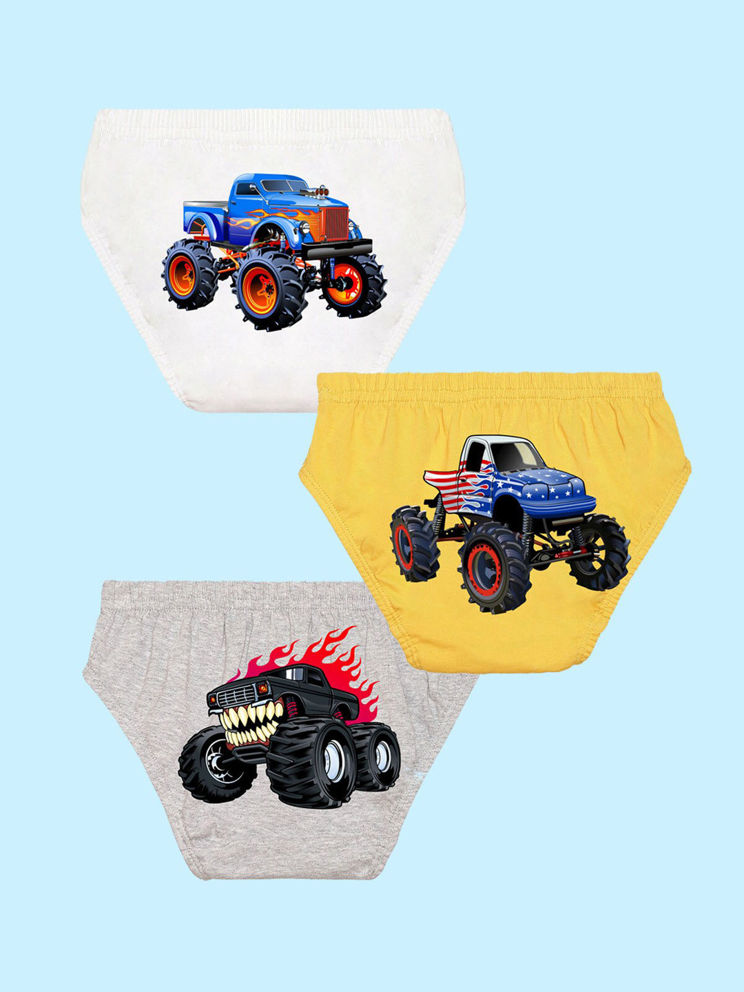 NUSYL Boys Pack Of 3 Printed Cotton Basic Briefs NUBCBRFPO3.0086