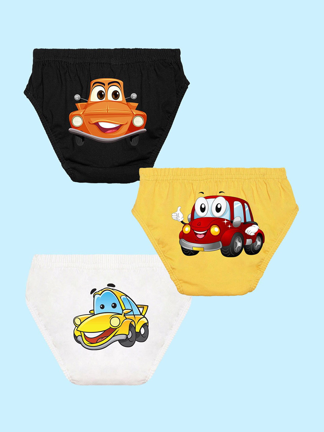 NUSYL Boys Pack Of 3 Graphic Printed Pure Cotton Basic Briefs NUBCBRFPO3.0079