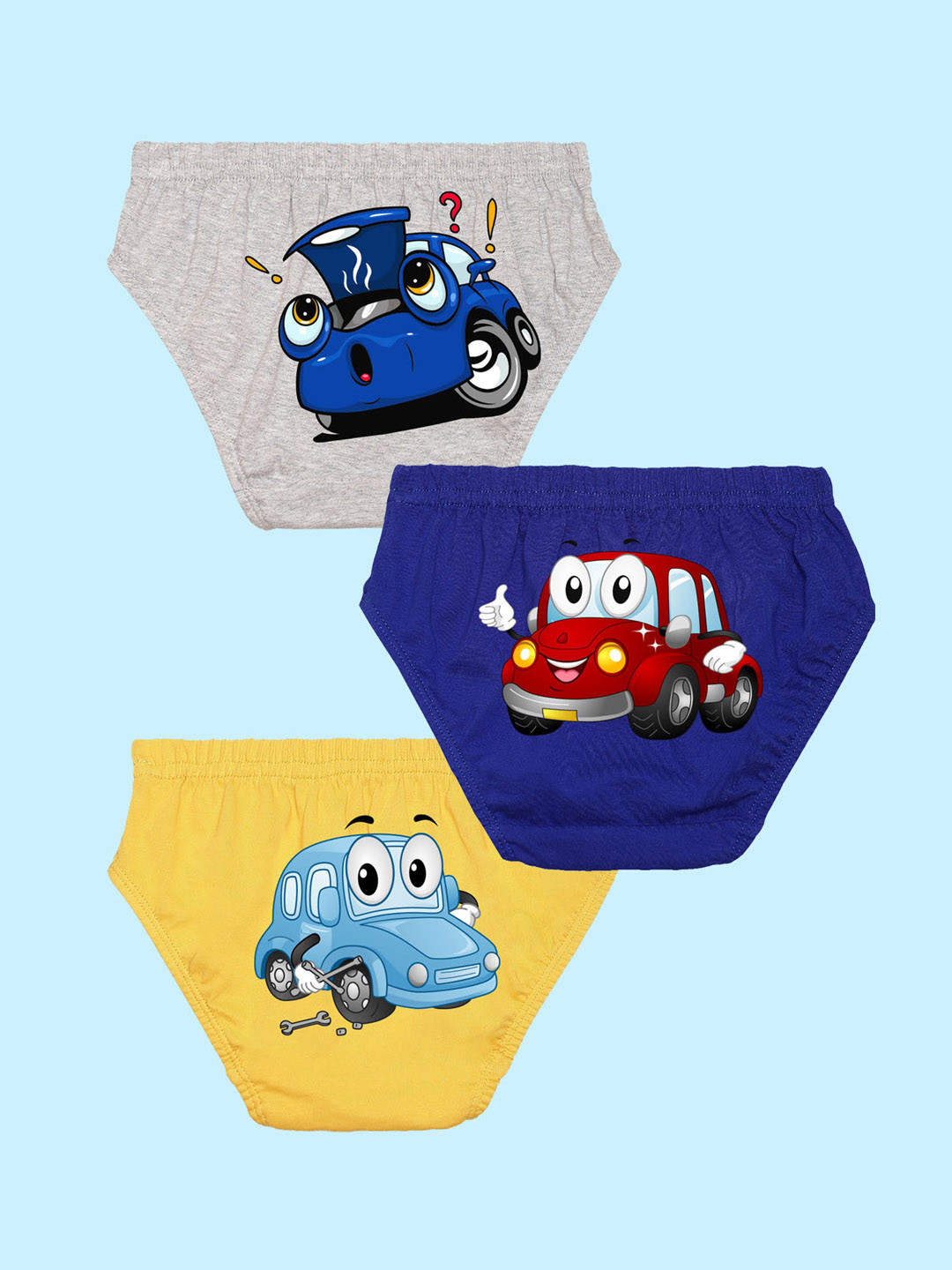 NUSYL Boys Pack Of 3 Printed Pure Cotton Briefs NUBCBRFPO3.0078