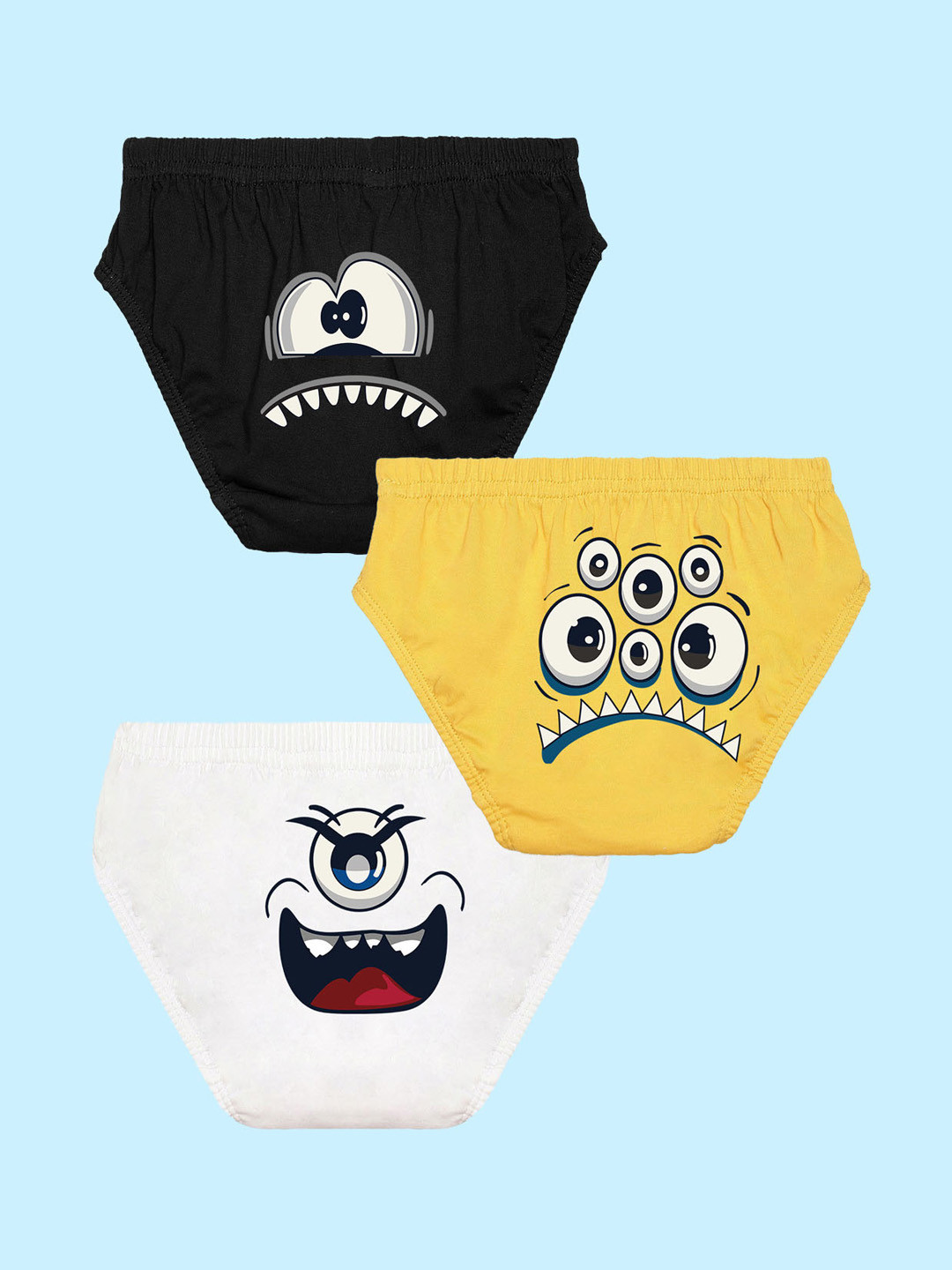NUSYL Boys Pack Of 3 Printed Pure Cotton Basic Briefs NUBCBRFPO3.0071