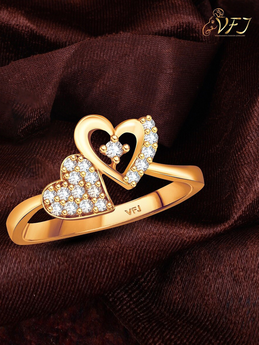 Vighnaharta Gold-Plated CZ-Studded Finger Ring