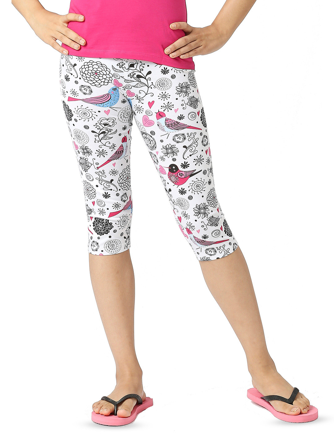 SINI MINI Girls Printed Pure Cotton Capris