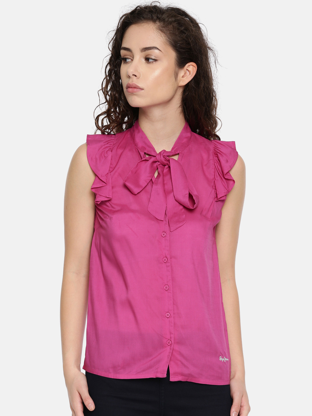 Pepe Jeans Women Purple Solid Shirt Style Top