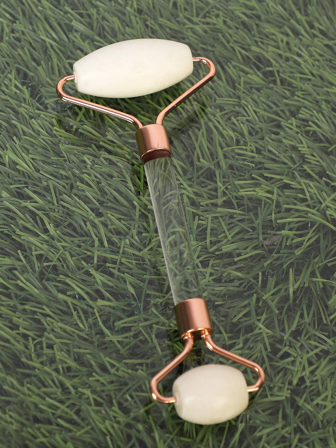 KAZARMAA Jade Roller Face Massager for Reducing Puffiness & Wrinkles - White