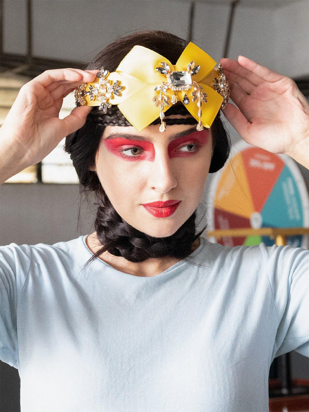 ODETTE Transparent Crystal Embellished Fabric Hairband