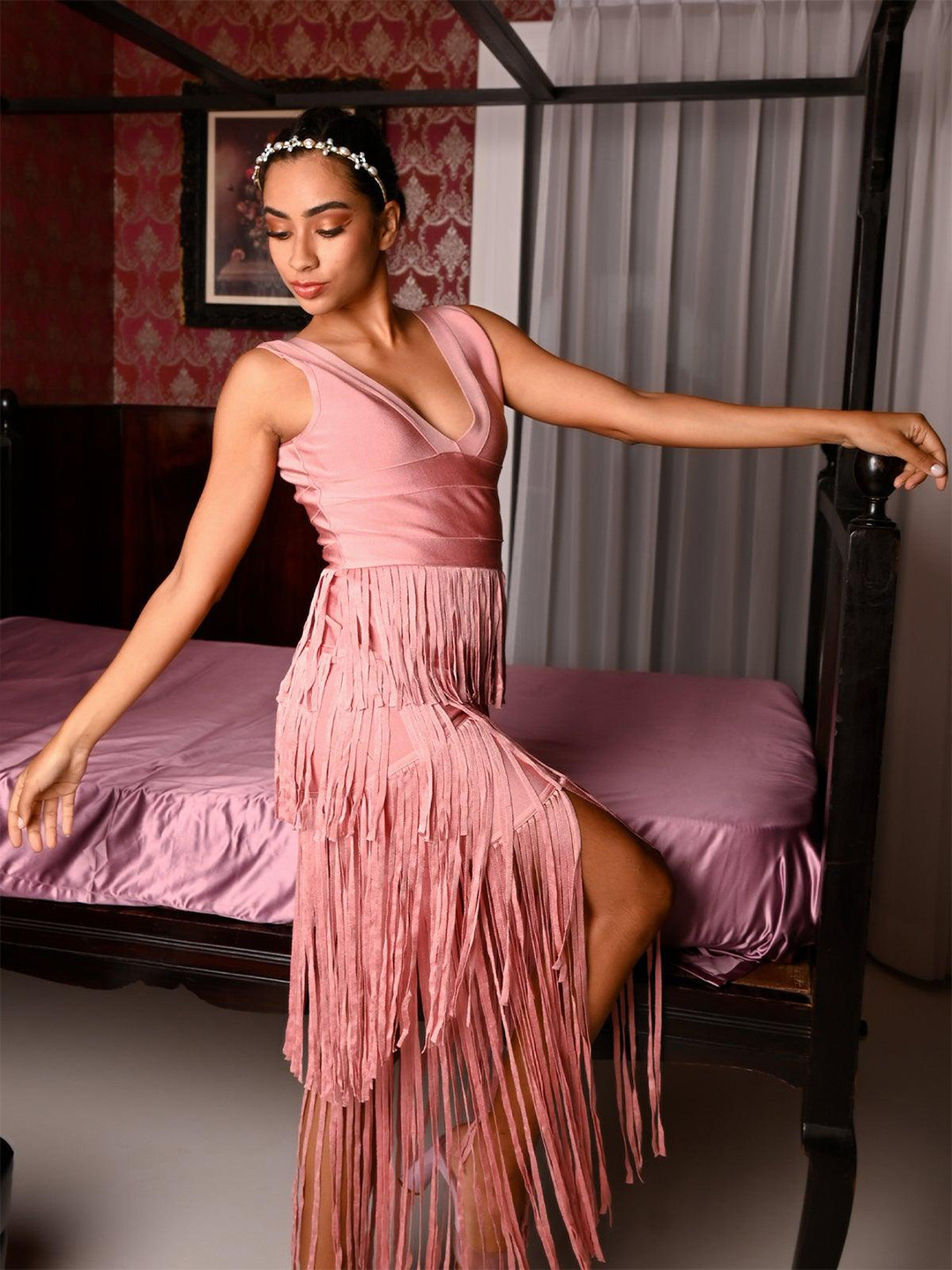 ODETTE Women Tiara-Style Beaded Hairband