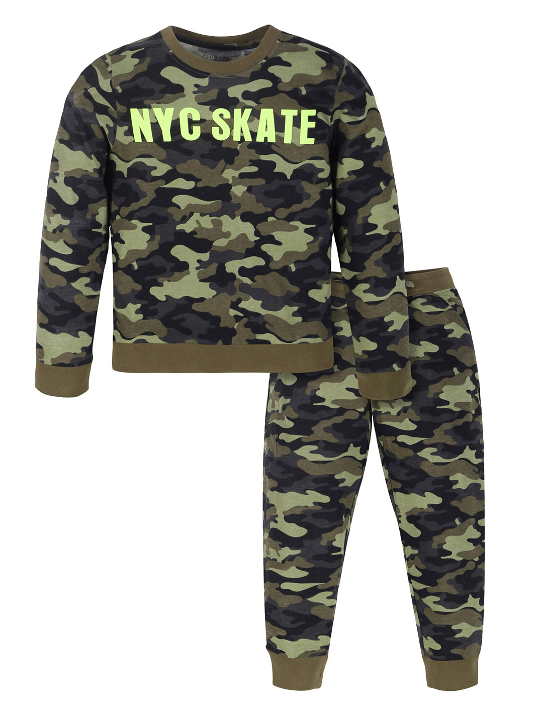 PLUM TREE Boys Camouflage Printed T-shirt With Trousers