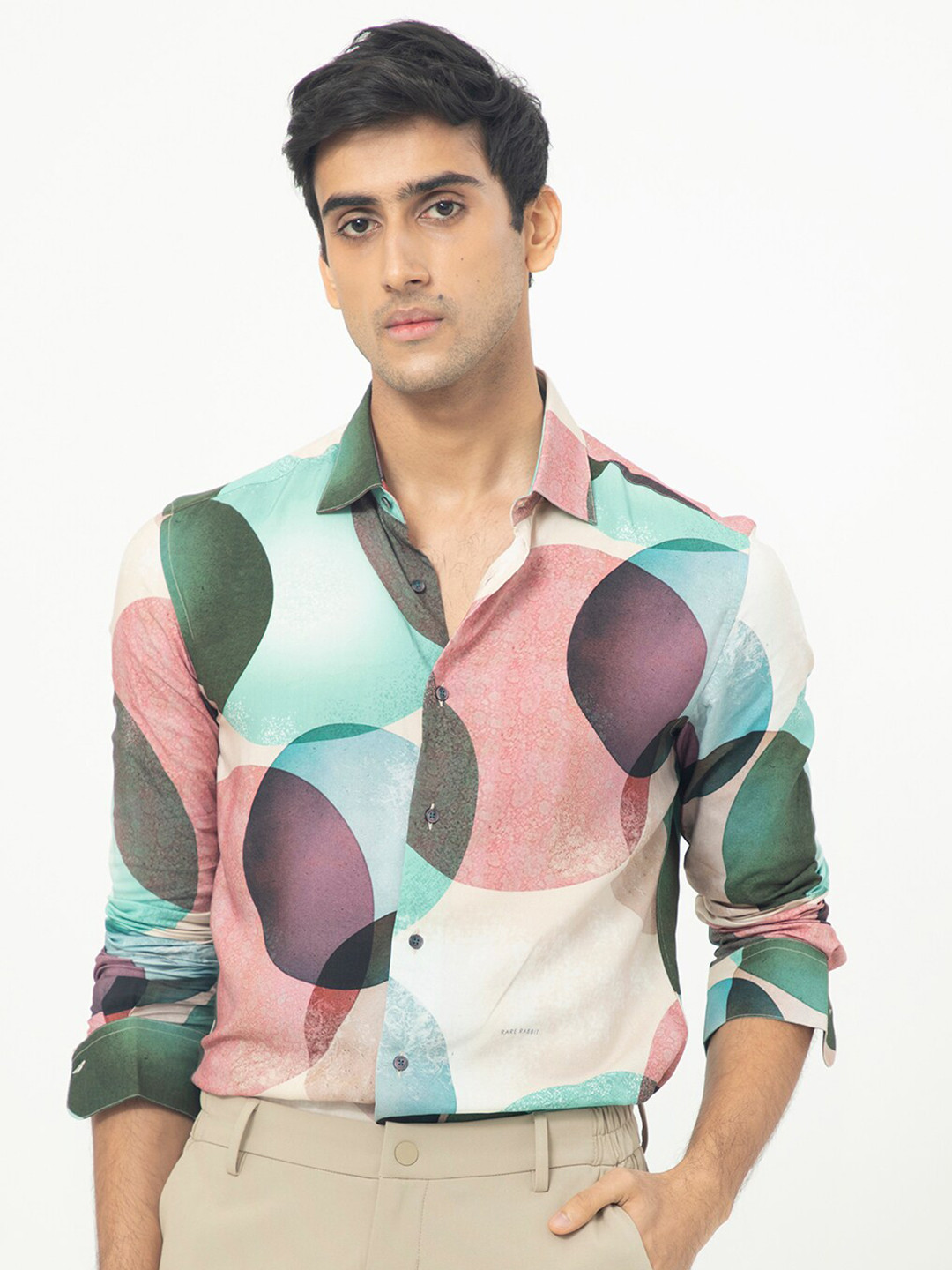 RARE RABBIT Men Drent Abstract Printed Slim Fit Shirt