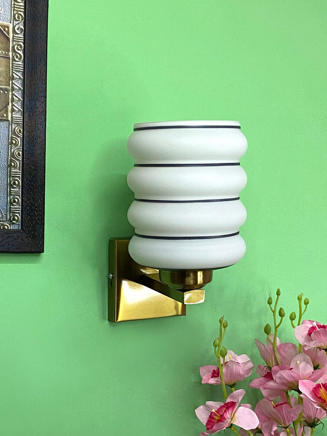 foziq White & Brown Wall Glass Lamp