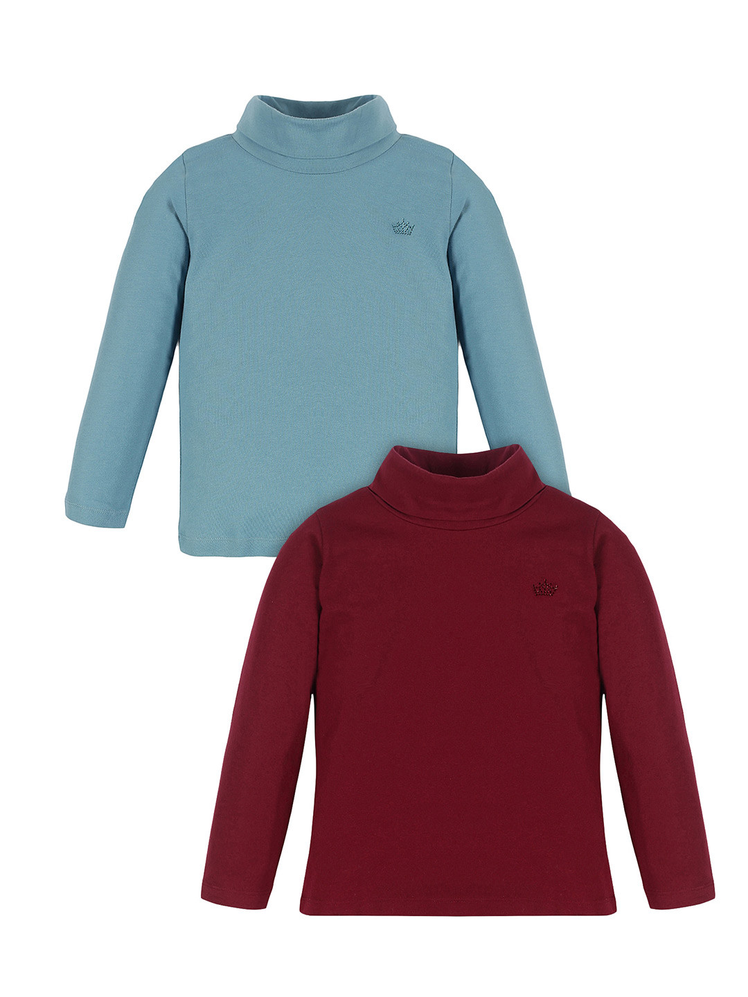 PLUM TREE Boys Pack Of 2 High Neck Pure Cotton T-Shirt