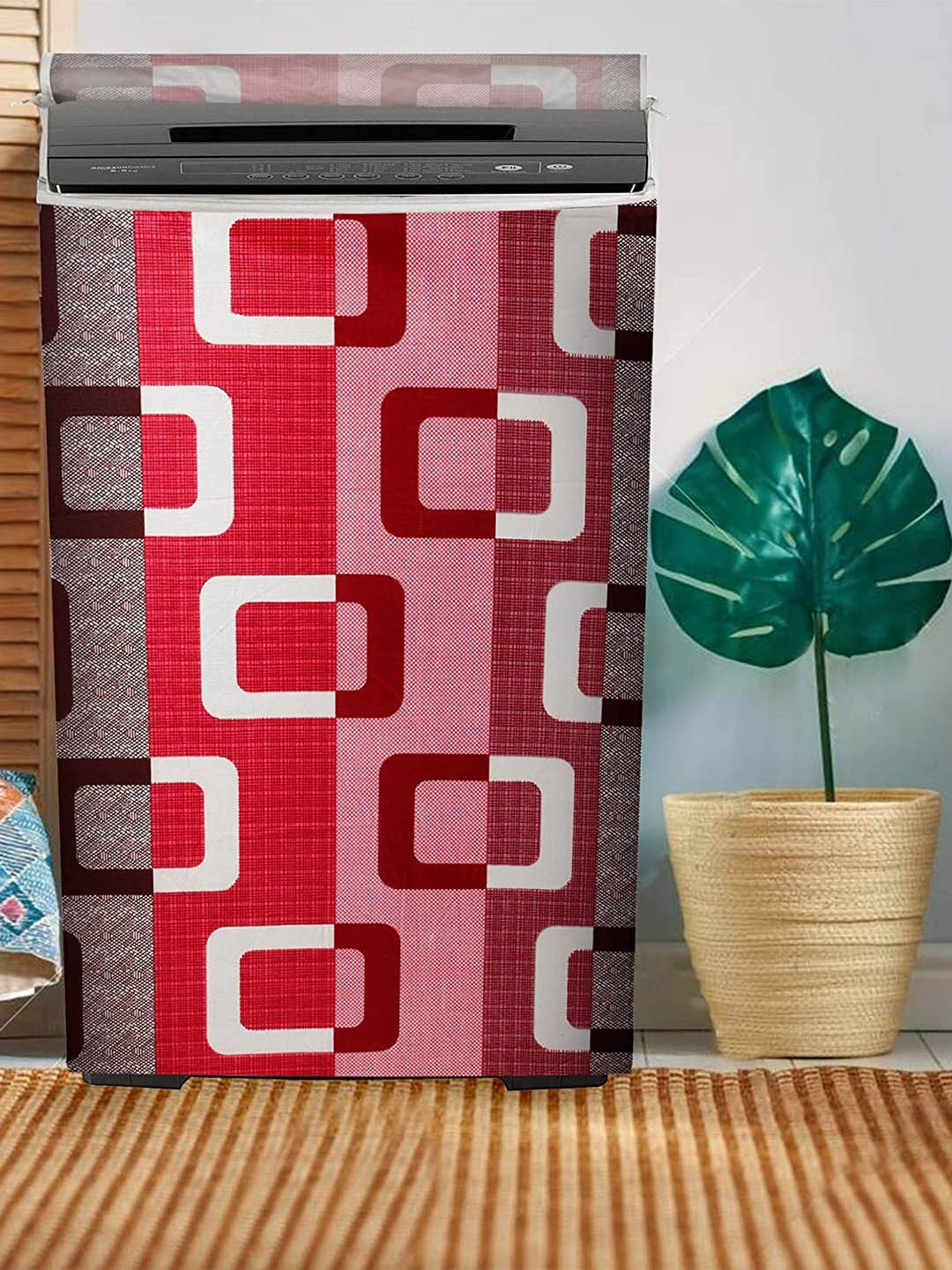 Dakshya Industries Maroon Printed Top Load Washing Machine Cover