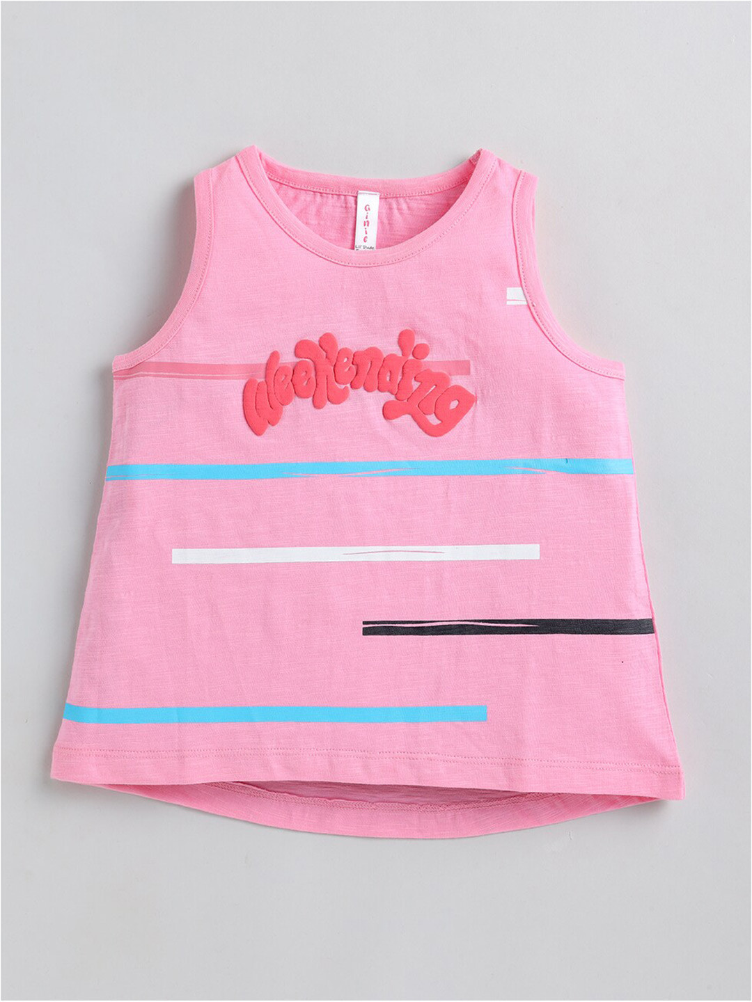 Ginie Girls Typography Printed Cotton A-Line Top