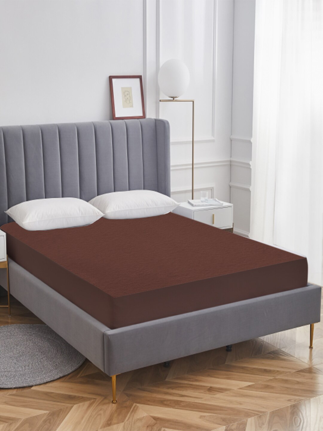 AVI Brown Waterproof Double Bed Mattress Protector