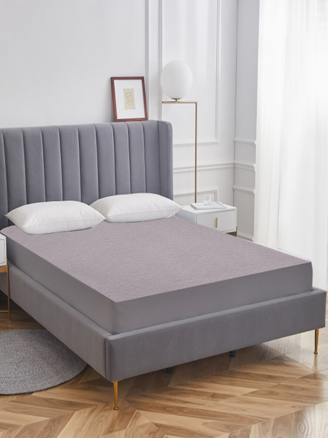 AVI Grey Terry Cotton Waterproof Single Bed Mattress Protector