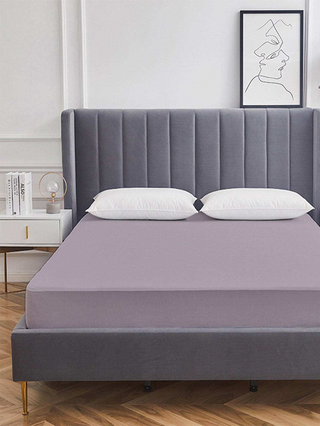 AVI Grey Terry Cotton Waterproof King Bed Mattress Protector