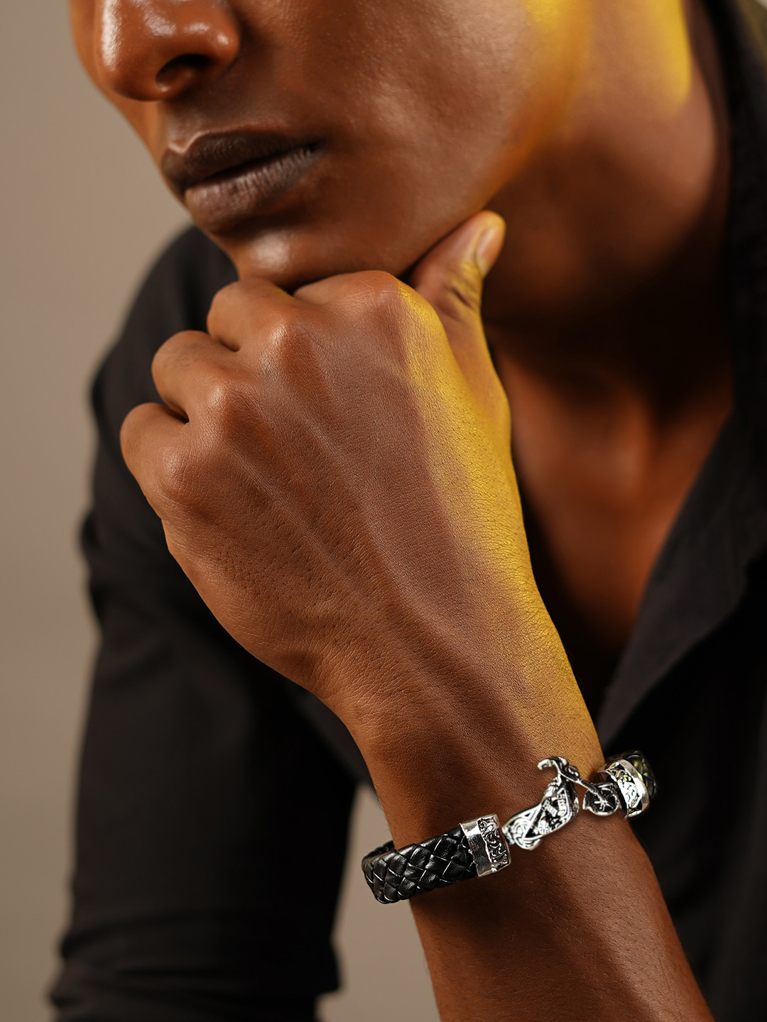 The Roadster Lifestyle Co. Men Black Braided Multistrand Bracelet