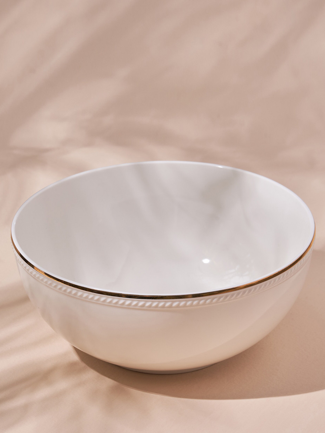 Home Centre Marshmallow White Stoneware Salad Bowl -1.2L