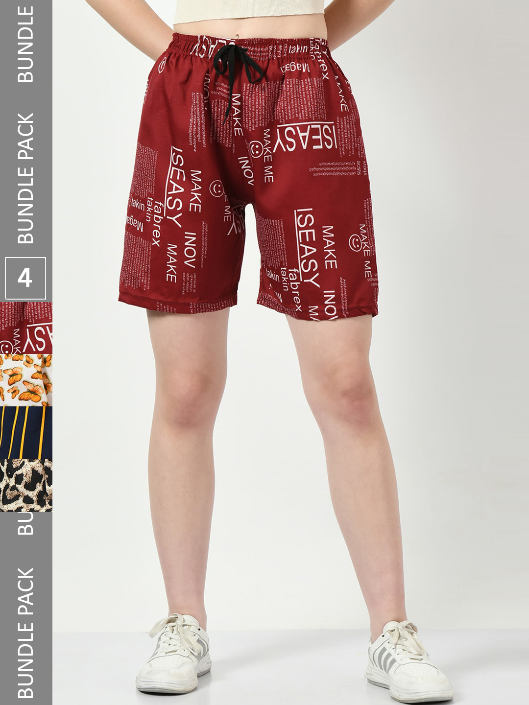 BAESD Women Multicoloured Striped Checked High-Rise Shorts