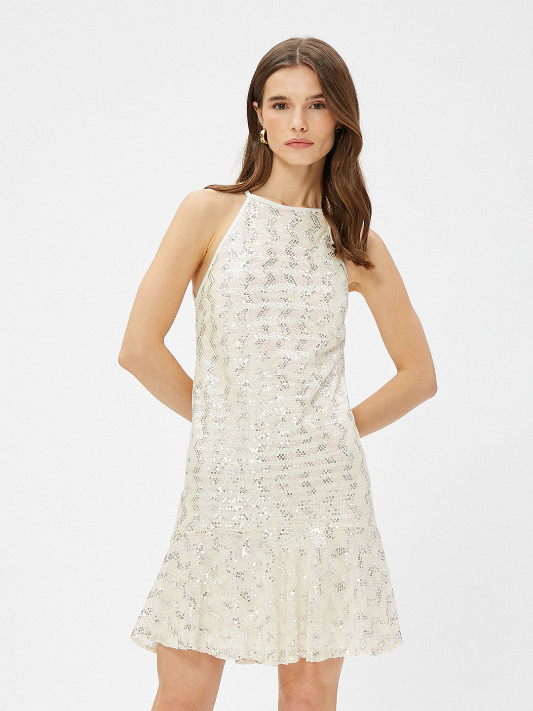 Koton Halter Neck Flounce Hem A-Line Dress