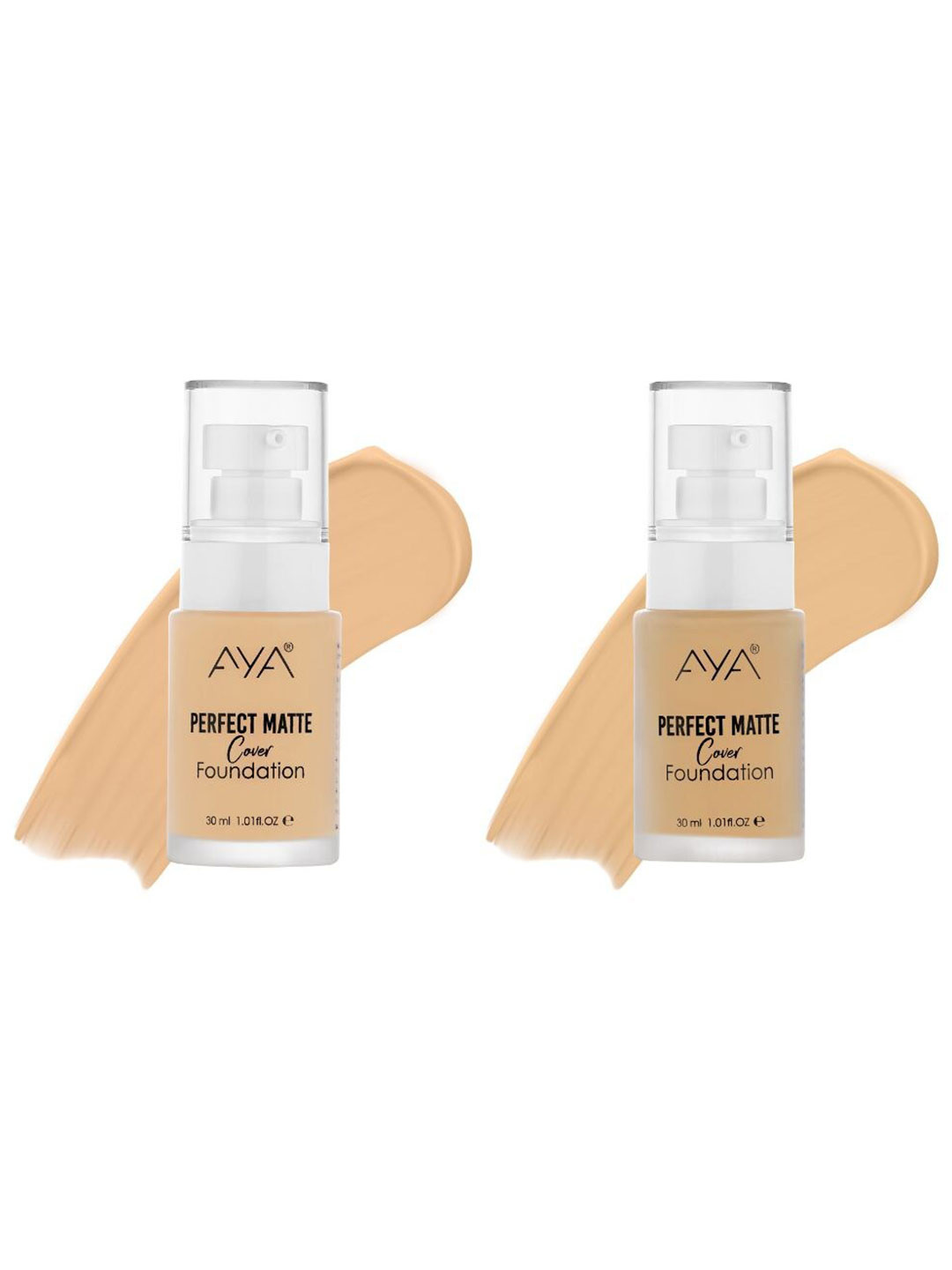 AYA Set Of 2 Perfect Matte Hydrating Cover Foundations 30ml Each-Ivory 01& Medium Beige-03