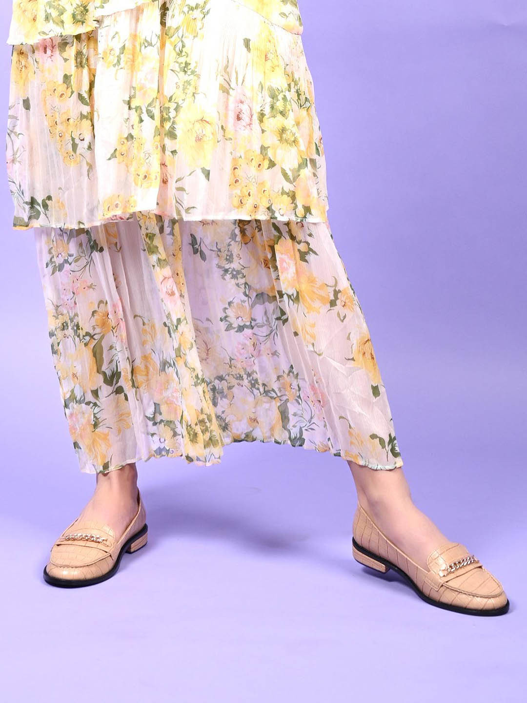 ODETTE Women Textured Embellished Loafers