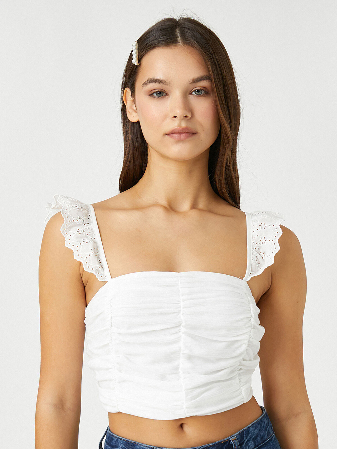 Koton Ruched Fitted Crop Top