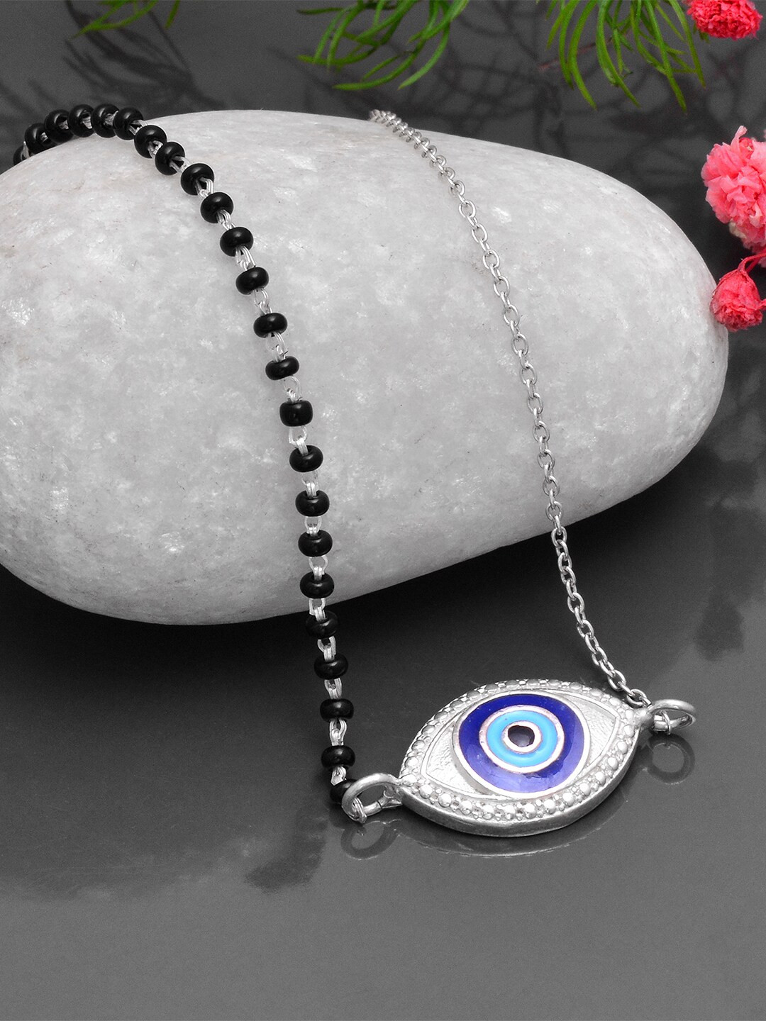 Abhooshan Women Sterling Silver Link Mangalsutra Bracelet