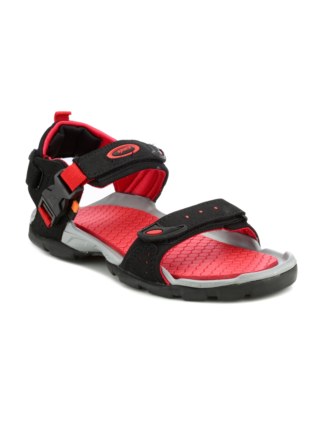 sparx men black red sandals