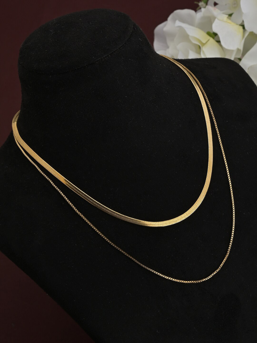 Women 18k Gold Plated Double Chain Delight Waterproof & Anti-Tarnish Necklace