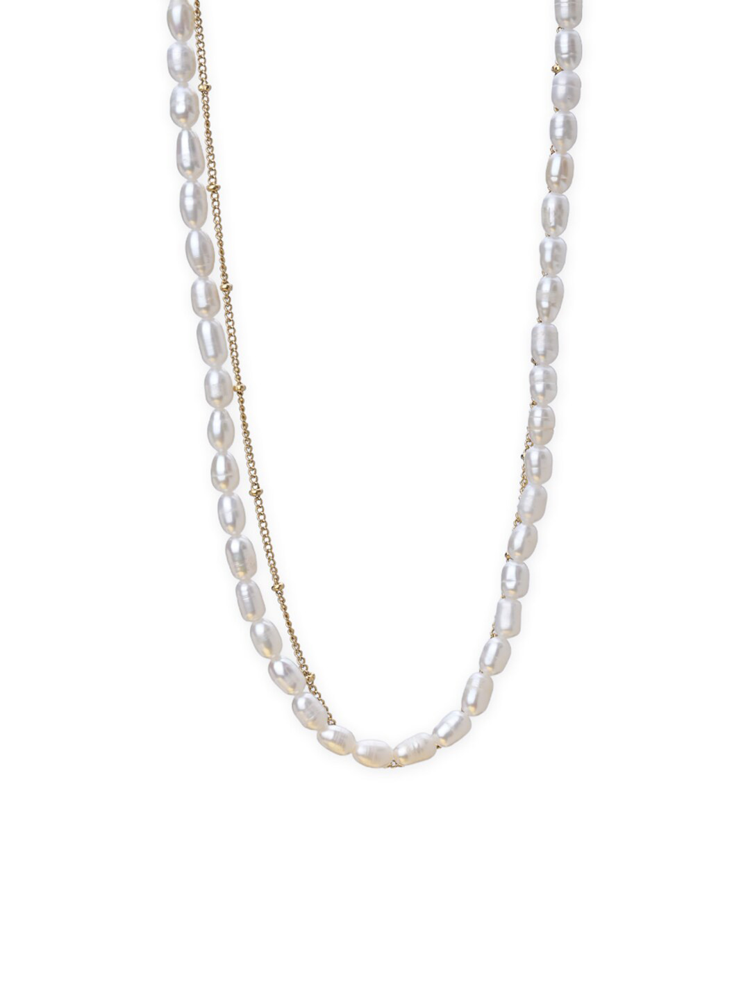 PALMONAS Women Pearl Chain Two Layer Waterproof & Anti-Tarnish Necklace