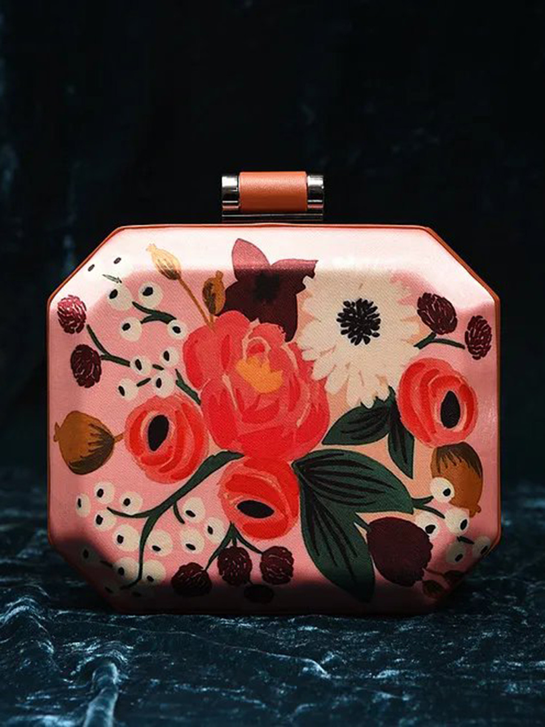 Jalwa Art Pink Embellished Beaded Silk Box Clutch