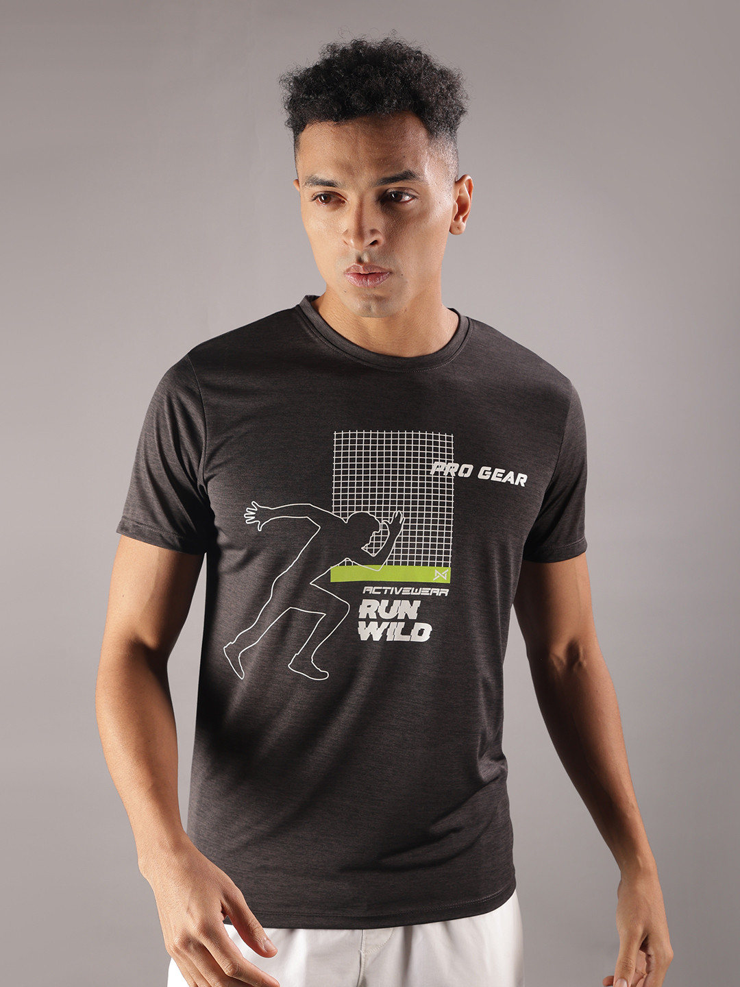 Force NXT Men Microfiber Anti Viral Anti Odour Cool Round Neck Sports Printed T-Shirt