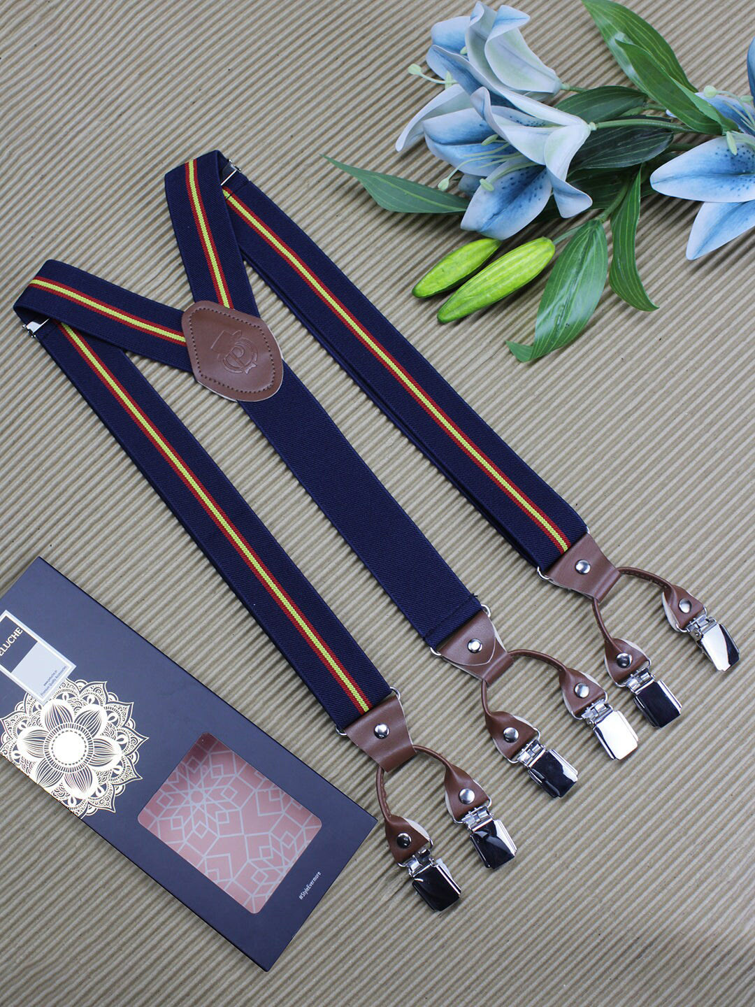 PELUCHE Unisex Striped Clips Suspender