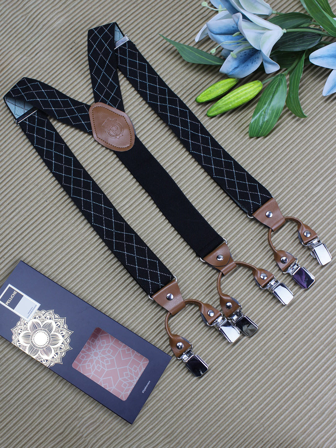 PELUCHE Checked 6 Clips Suspender