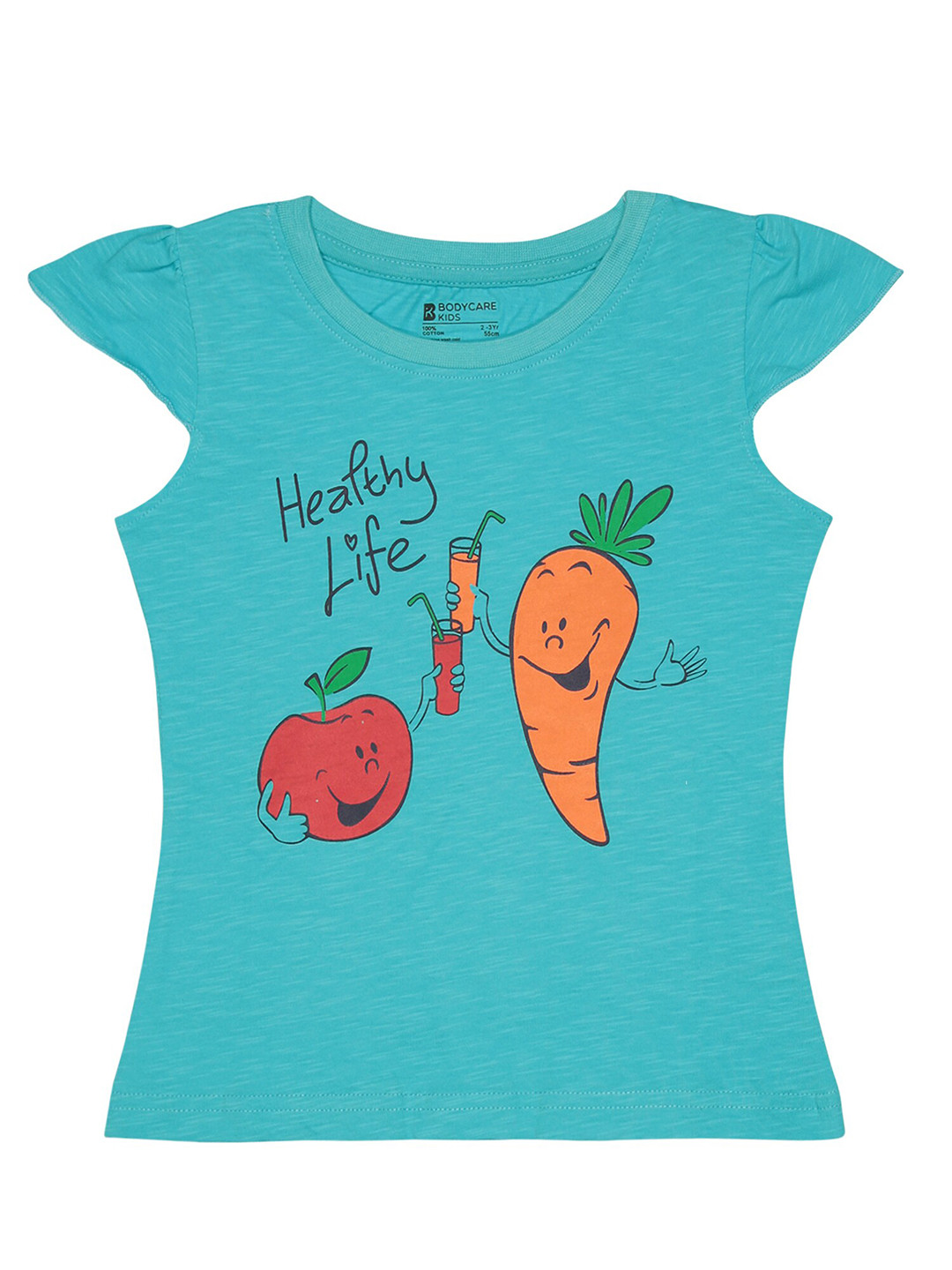 Bodycare Girls Graphic Printed Cap Sleeves Cotton T-shirt