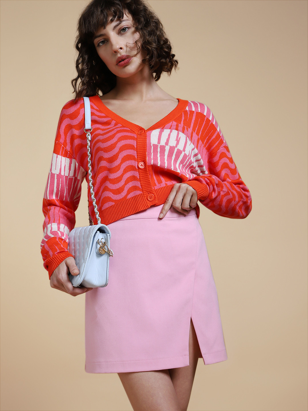 Vero Moda Abstract Printed Crop Cardigan