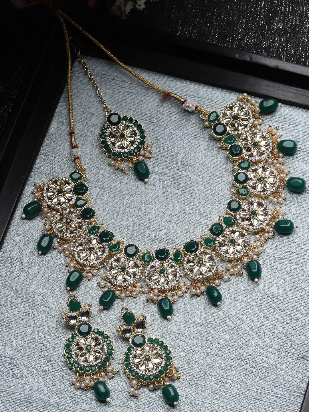 Sukkhi Gold-Plated American Diamond Studded Choker Jewellery Set