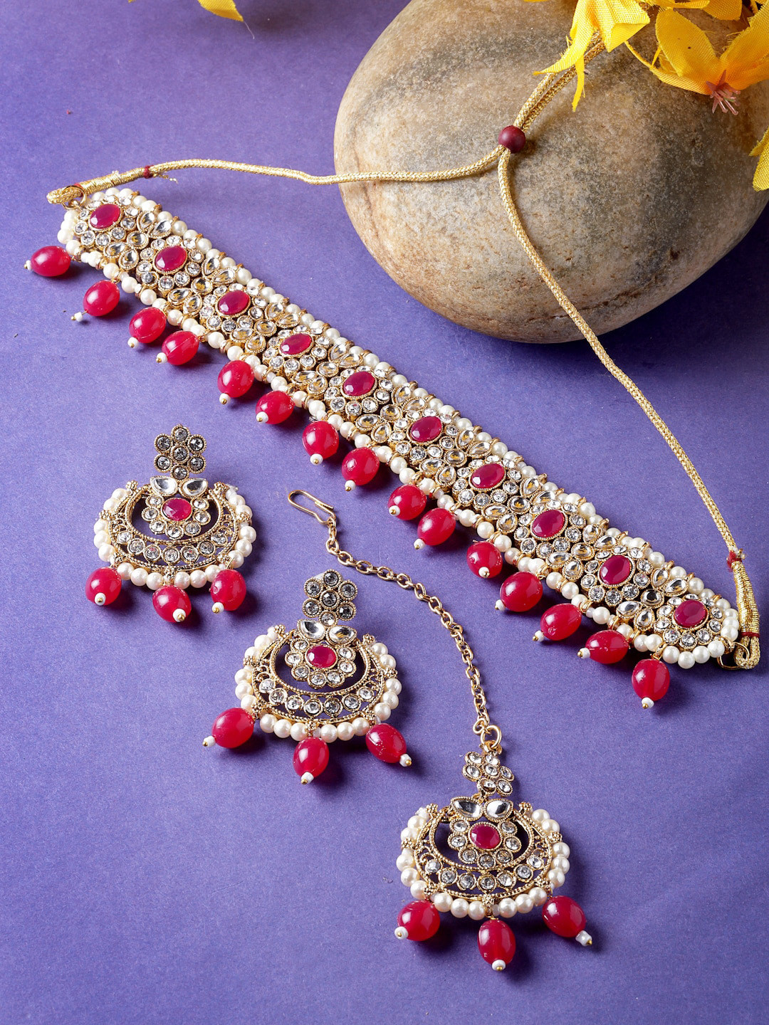 Sukkhi Gold-Plated Kundan & Beaded Choker Set