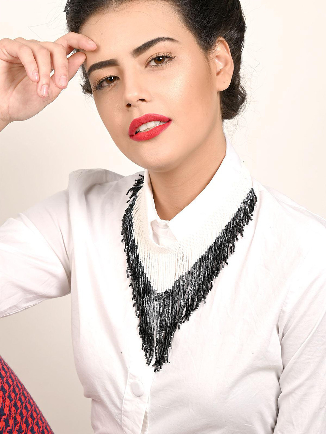 ODETTE Beaded Monochrome Boho Necklace