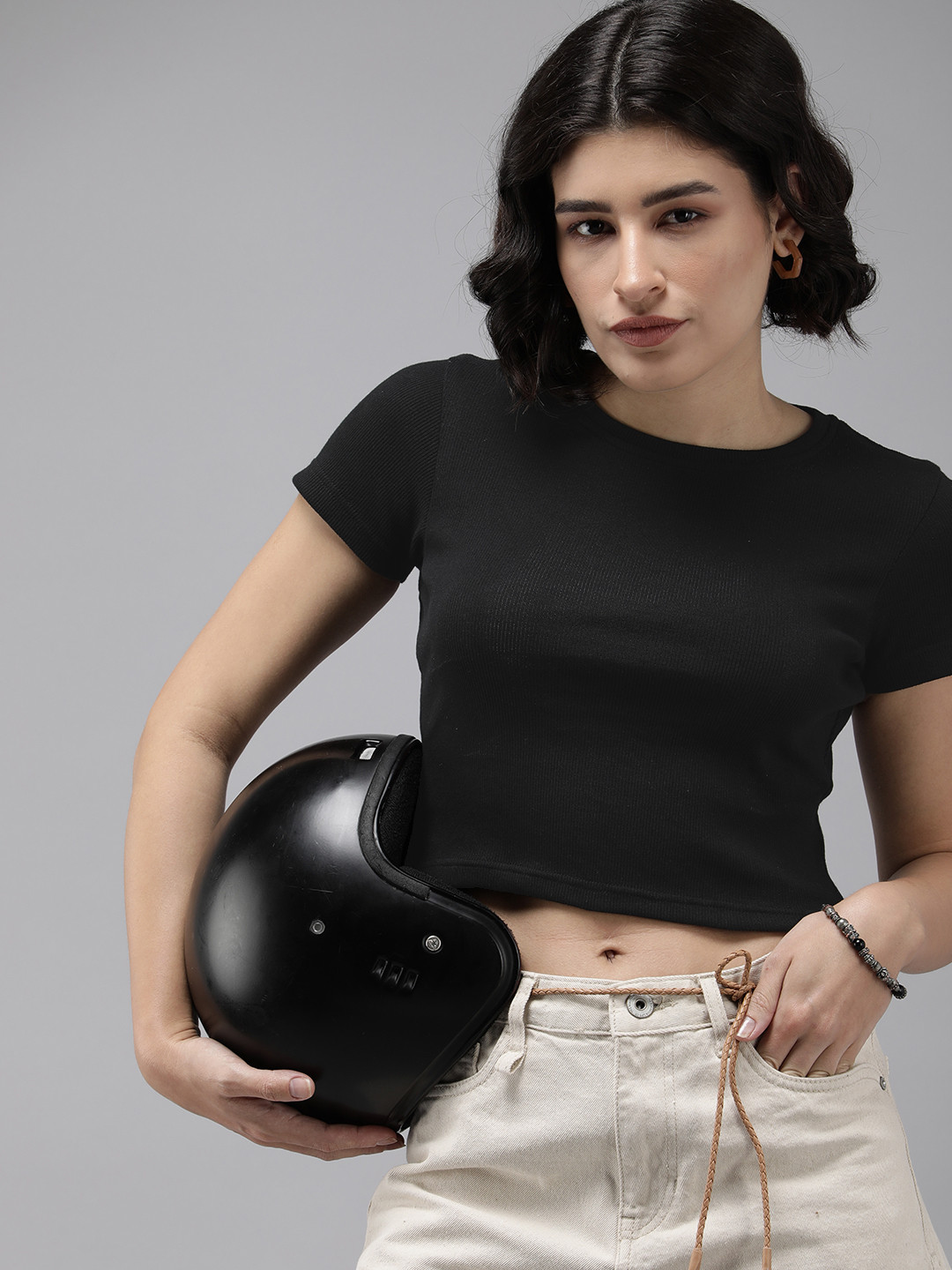 Roadster Cap Sleeves Crop Top