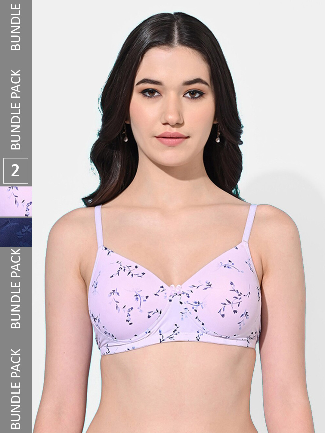 FIMS Pack Of 2 Printed Full Coverage All Day Comfort Bra BRA_SLK-U_Peach_SLK
