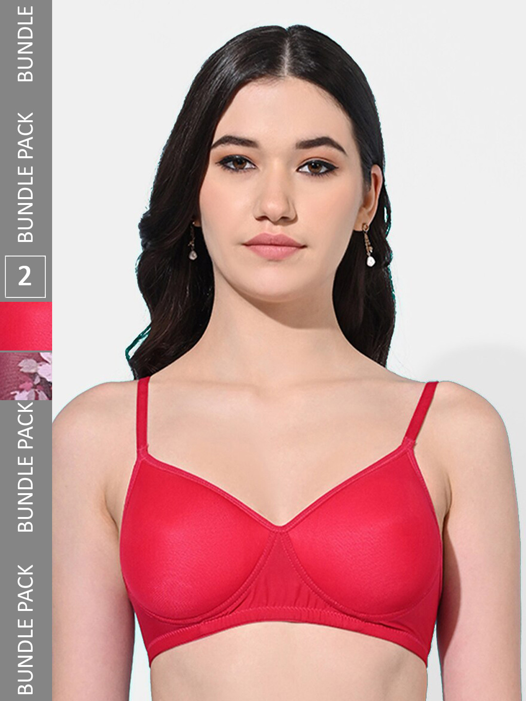 FIMS Pack Of 2 Printed Full Coverage Lightly Padded All Day Comfort Bra BRA_SLK-T_Rani_SLK